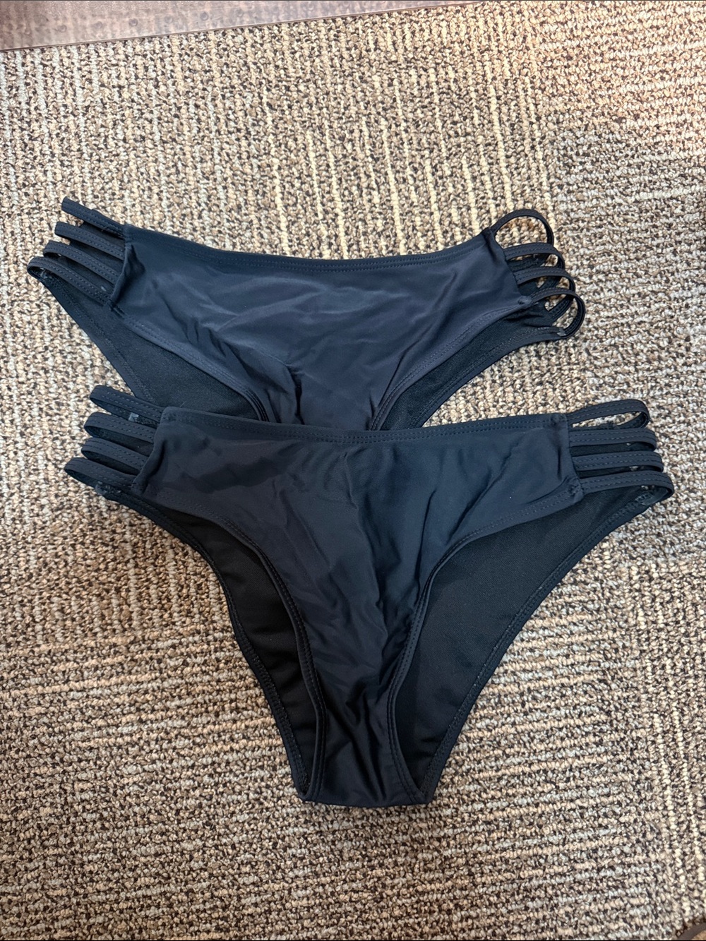 2 Women’s Strappy Side Black Bikini Bottom